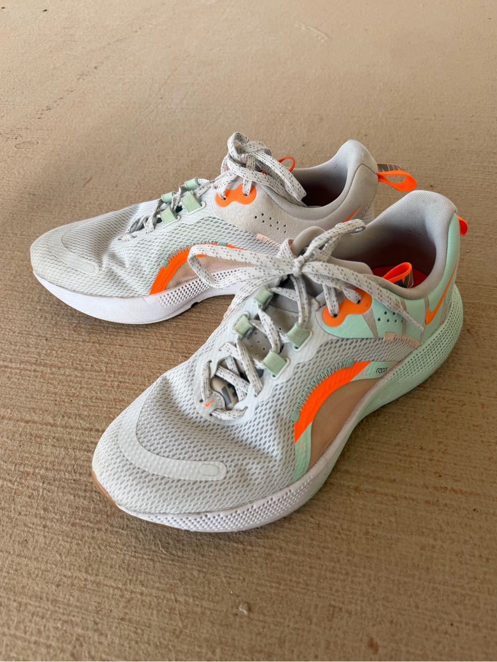 Nike Women’s Athletic Shoes White Mint with Neon Orange Accents
